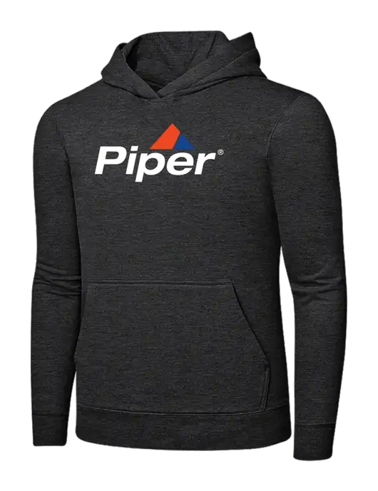 Dark Heather Grey 7.8 oz Ring Spun Hooded Sweatshirt w/Piper Logo