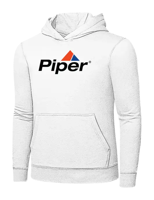 White 7.8 oz Ring Spun Hooded Sweatshirt w/Piper Logo