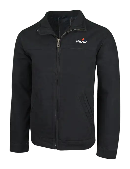 Cornerstone Black Washed Duck Cloth Flannel Lined Work Jacket w/Piper Logo