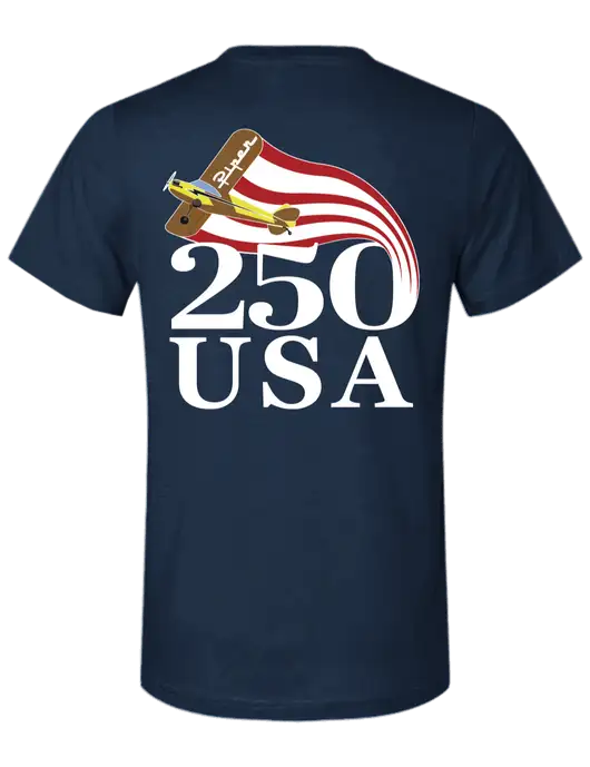 BELLA+CANVAS Navy CVC Short Sleeve Tee w/250 USA Design Logo, Piper Team Logo, American Flag Logo