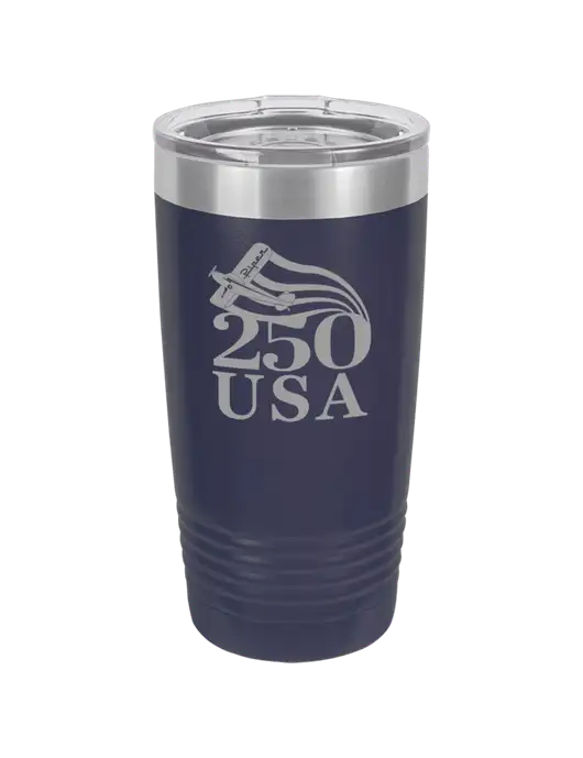 Polar Camel 20 oz Powder Coated Navy Vacuum Insulated Tumbler w/250 USA Design Logo, Piper Team Logo
