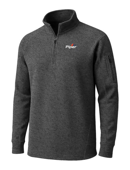 Graphite Heather Tech Fleece 1/4 Zip Pullover w/Piper Logo