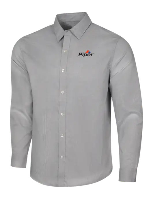 Light Grey/White Pincheck Easy Care Shirt w/Piper Logo
