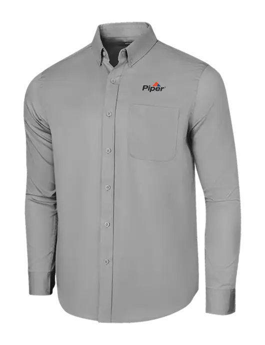 Long Sleeve Light Grey Superpro React Twill Shirt w/Piper Logo