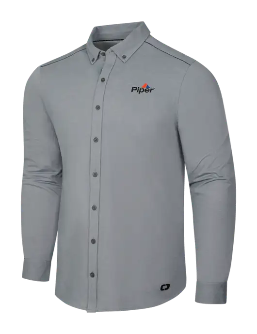 OGIO Medium Grey Heather Modern Code Stretch Button-Up Shirt w/Piper Logo