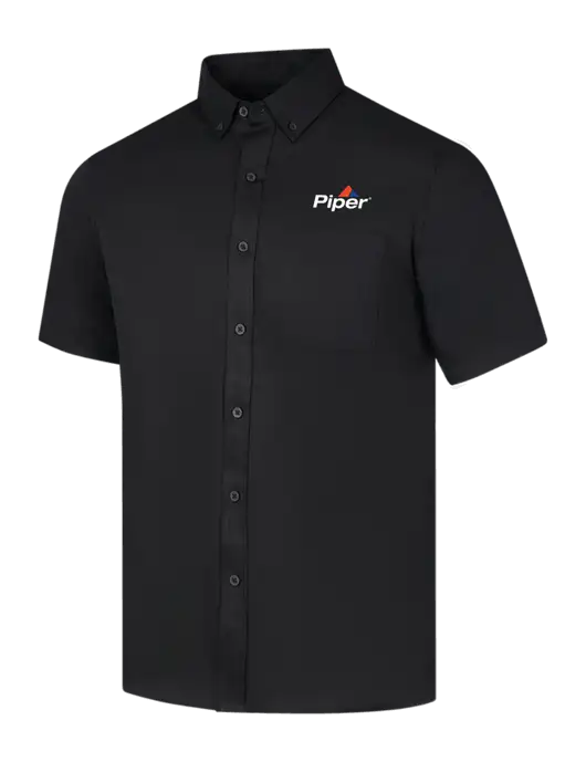 Short Sleeve Deep Black Superpro React Twill Shirt w/Piper Logo