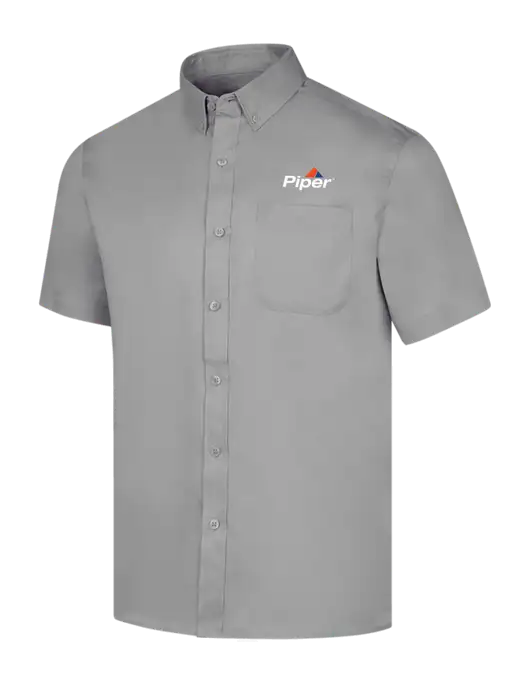 Short Sleeve Light Grey Superpro React Twill Shirt w/Piper Logo