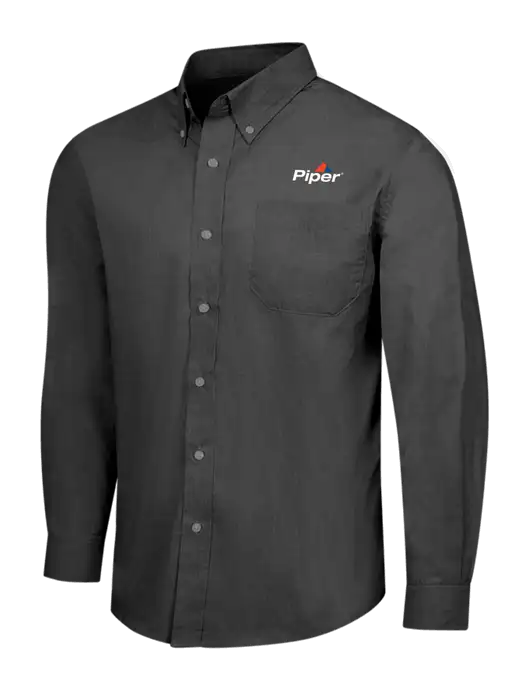 Soft Black Crosshatch Easy Care Shirt w/Piper Logo