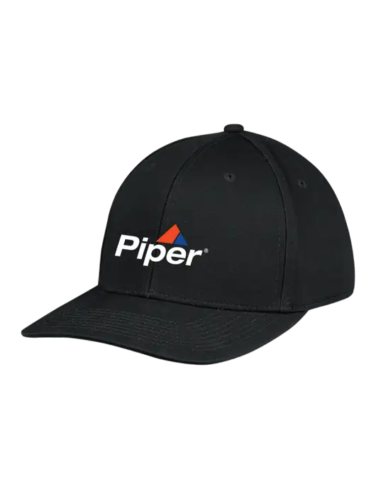 Premium Modern Structured Twill Black Snapback Cap w/Piper Logo