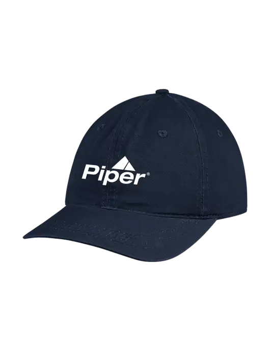 Garment Washed Unstructured Twill Navy Cap w/Piper Logo