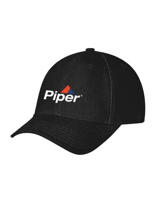 Black Structured Soft Snap Closure Hook & Loop Cap w/Piper Logo
