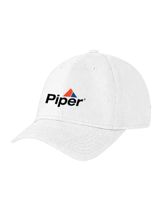 White Structured Soft Snap Closure Hook & Loop Cap w/Piper Logo