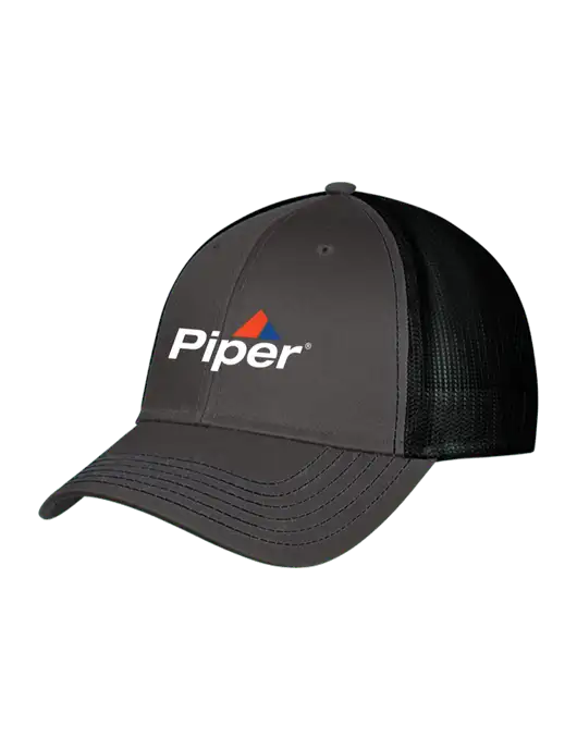 Charcoal & Black Mesh Trucker Cap Snap Back w/Piper Logo