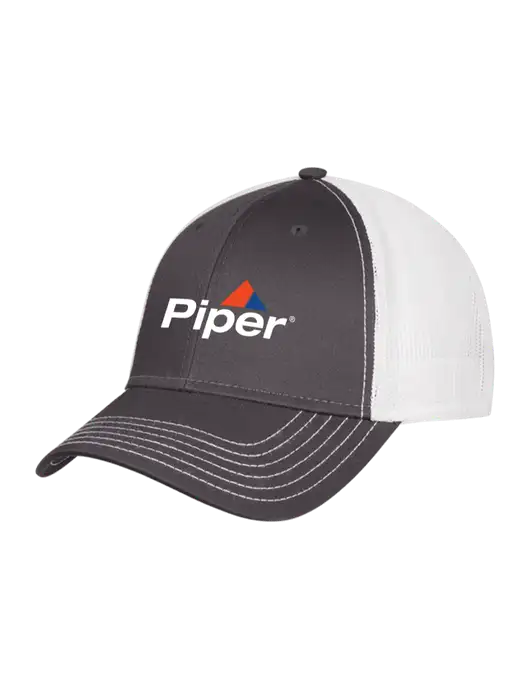 Charcoal/White Mesh Trucker Cap Snap Back w/Piper Logo