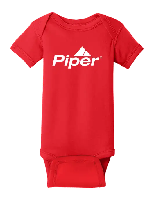 Rabbit Skins Red Infant Short Sleeve Baby Rib Bodysuit w/Piper Logo