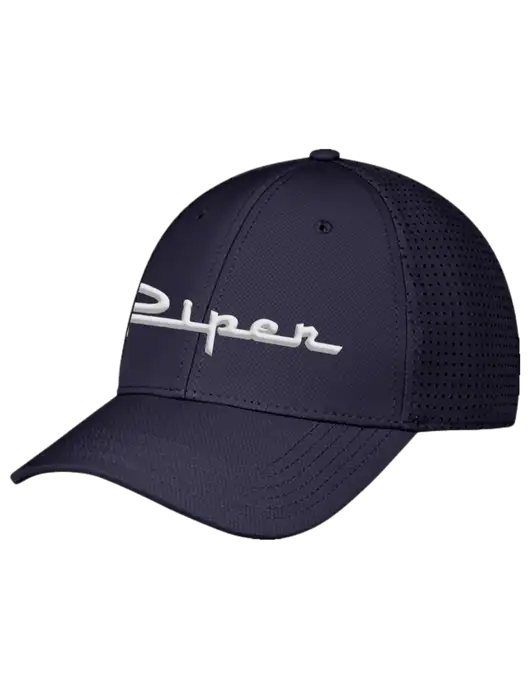 Navy Performance Stretchable Cap Hook & Loop w/Vintage Piper Puff Logo