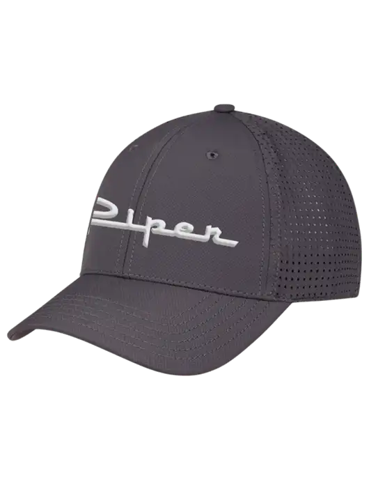 Charcoal Performance Stretchable Cap Hook & Loop w/Vintage Piper Puff Logo
