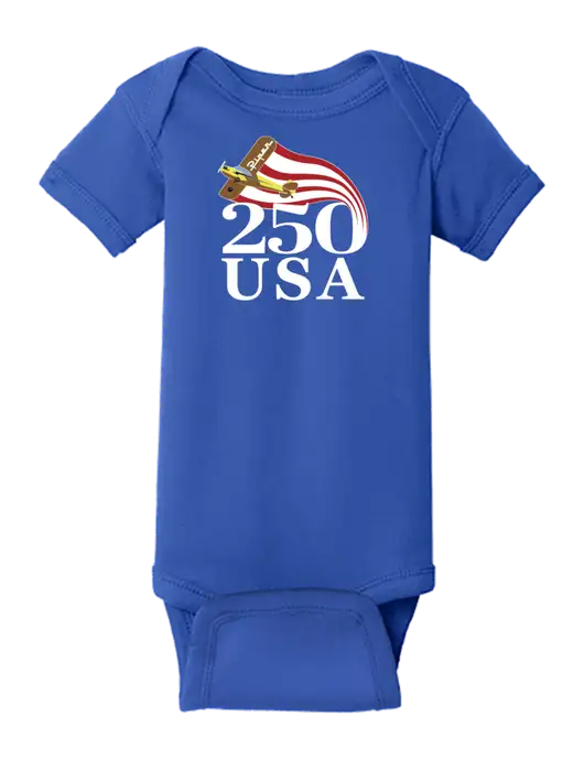 Rabbit Skins Royal Infant Short Sleeve Baby Rib Bodysuit w/250 USA Design Logo, Piper Team Logo