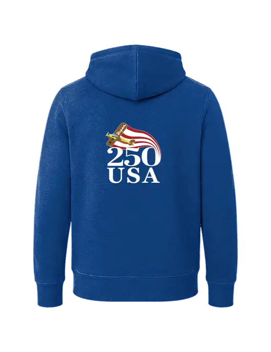 Youth Royal 7.8 oz Pullover Hooded Sweatshirt w/250 USA Design Logo, Piper Team Logo