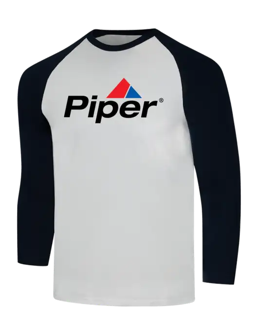 Simply Soft 3/4 Sleeve Black/White Ring Spun Cotton T-Shirt w/Piper Logo
