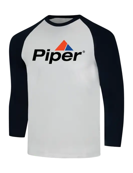 Simply Soft 3/4 Sleeve Black/White Ring Spun Cotton T-Shirt w/Piper Logo
