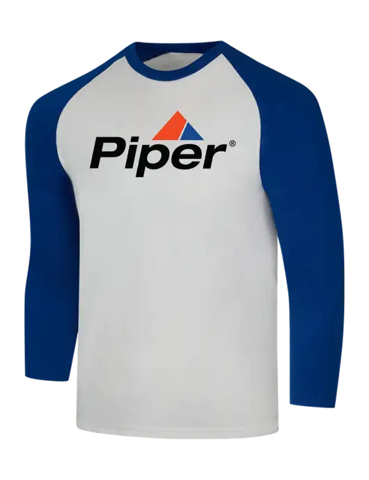 Simply Soft 3/4 Sleeve Dark Royal/White Ring Spun Cotton T-Shirt w/Piper Logo