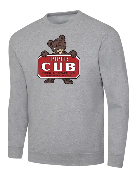 Light Grey Heather 7.8 oz Ring Spun Crew Sweatshirt w/Piper Cub Logo