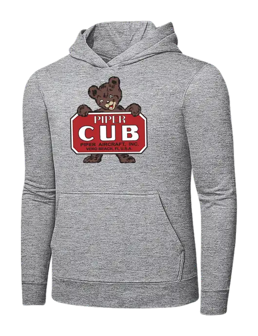 Light Grey Heather 7.8 oz Ring Spun Hooded Sweatshirt w/Piper Cub Logo