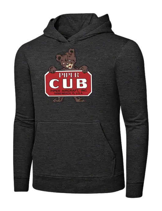Dark Heather Grey 7.8 oz Ring Spun Hooded Sweatshirt w/Piper Cub Logo