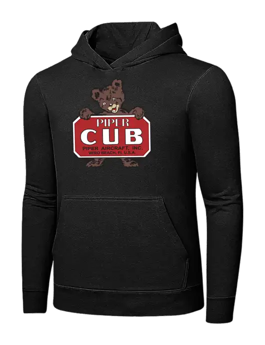 Jet Black 7.8 oz Ring Spun Hooded Sweatshirt w/Piper Cub Logo