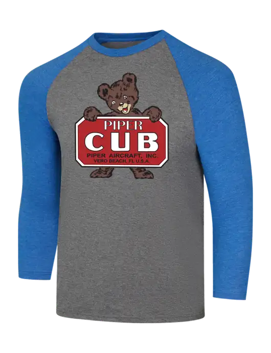 Simply Soft 3/4 Sleeve Royal Frost/Grey Frost Ring Spun Cotton T-Shirt w/Piper Cub Logo