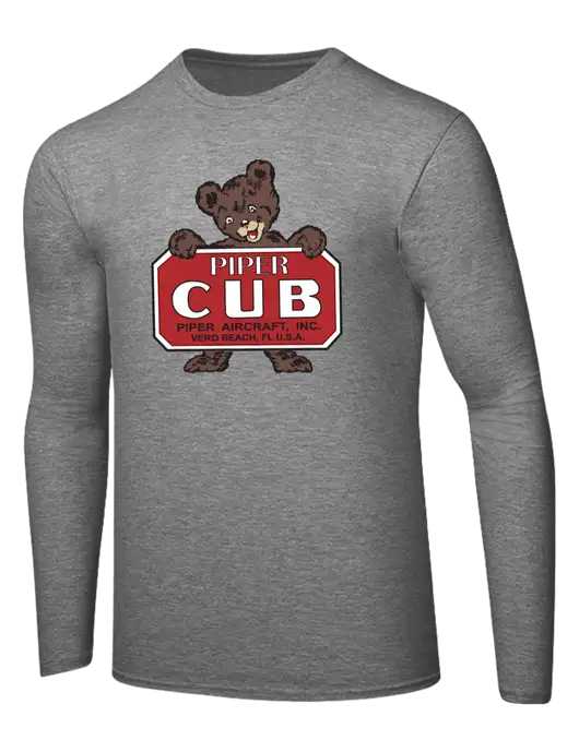 Ring Spun Light Heather Grey 4.5 oz Long Sleeve T-Shirt w/Piper Cub Logo