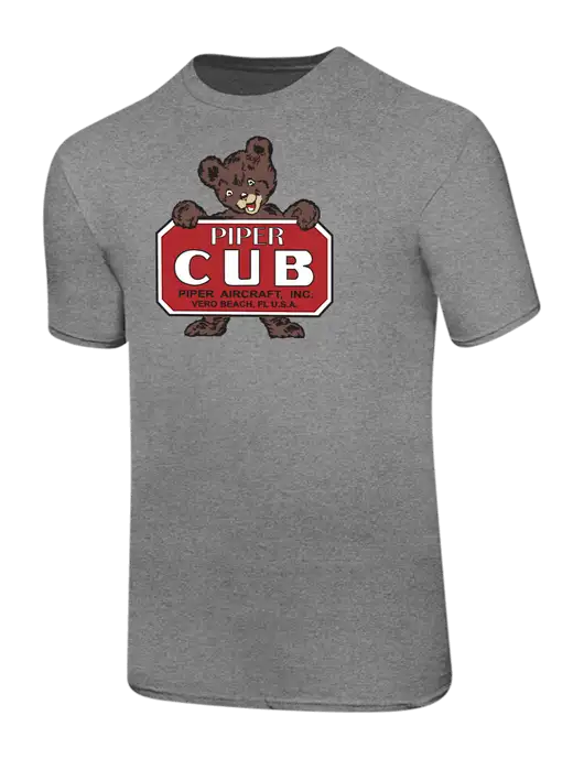 Ring Spun Light Heather Grey 4.5 oz T-Shirt w/Piper Cub Logo