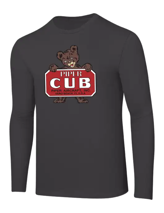 Ring Spun Charcoal 4.5 oz Long Sleeve T-Shirt w/Piper Cub Logo