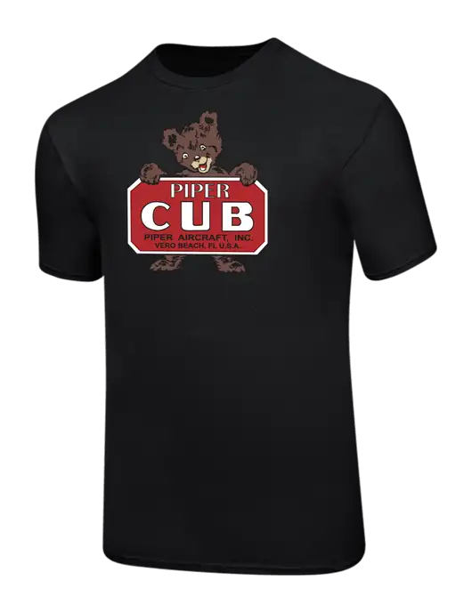 Ring Spun Jet Black 4.5 oz T-Shirt w/Piper Cub Logo