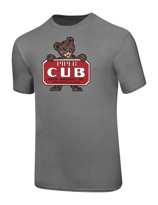 Ring Spun Medium Grey 4.5 oz T-Shirt w/Piper Cub Logo