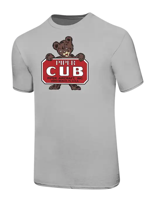 Ring Spun Silver 4.5 oz T-Shirt w/Piper Cub Logo