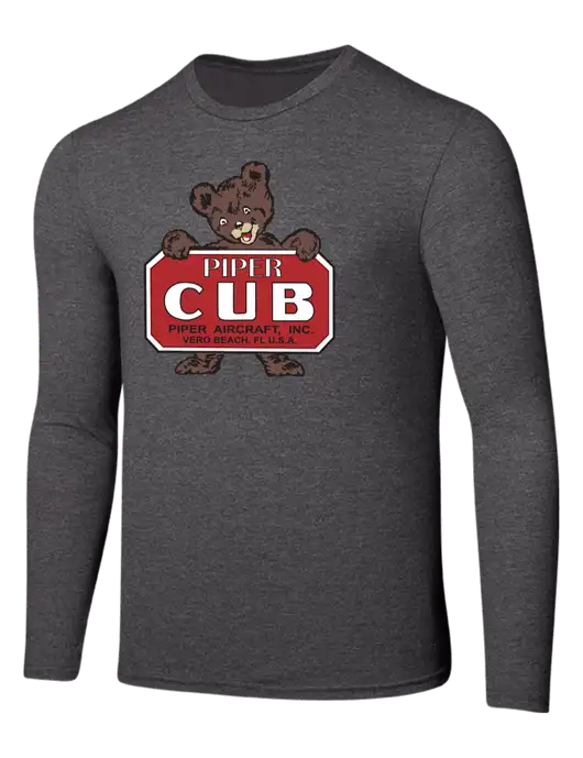 Seriously Soft Heathered Charcoal Long Sleeve T-Shirt w/Piper Cub Logo
