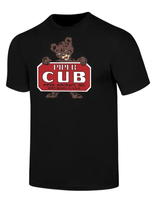 Simply Soft Black 4.5oz  Poly/Combed Ring Spun Cotton T-Shirt w/Piper Cub Logo