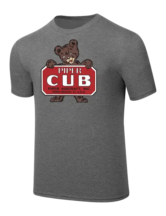 Simply Soft Heathered Medium Grey 4.5oz  Poly/Combed Ring Spun Cotton T-Shirt w/Piper Cub Logo