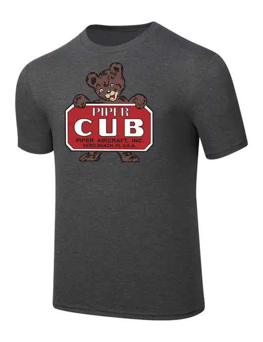 Simply Soft Heathered Charcoal 4.5oz  Poly/Combed Ring Spun Cotton T-Shirt w/Piper Cub Logo