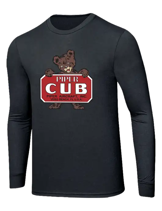 Simply Soft Long Sleeve Black Frost 4.5 oz, Poly/Combed Ring Spun Cotton T-Shirt w/Piper Cub Logo
