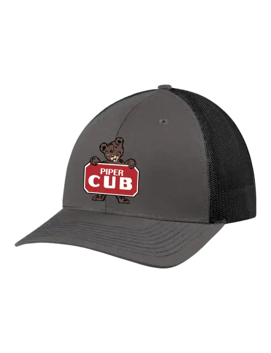 Richardson Adjustable Snapback Original 112 Trucker Cap Dark Grey w/Black Mesh w/Piper Cub Logo