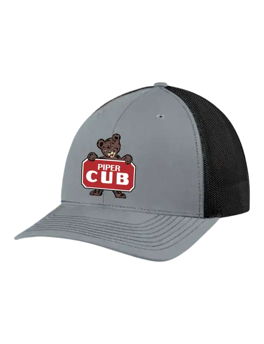 Richardson Adjustable Snapback Original 112 Trucker Cap Heather Grey w/Black Mesh w/Piper Cub Logo