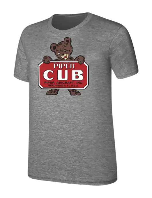 Womens Ring Spun Light Grey Heather 4.5 oz T-Shirt w/Piper Cub Logo