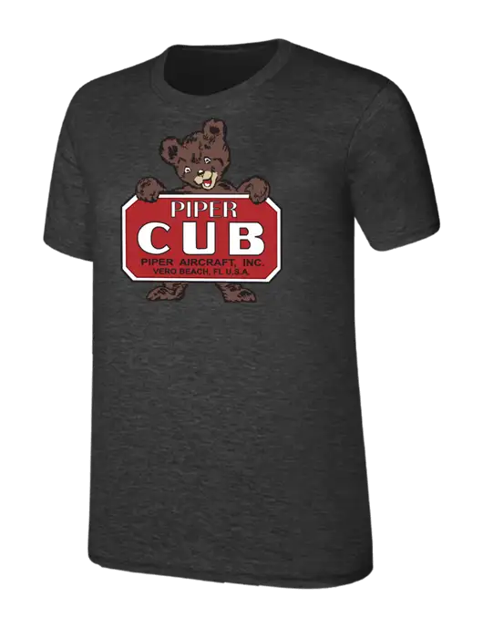 Womens Ring Spun Dark Heather Grey 4.5 oz T-Shirt w/Piper Cub Logo