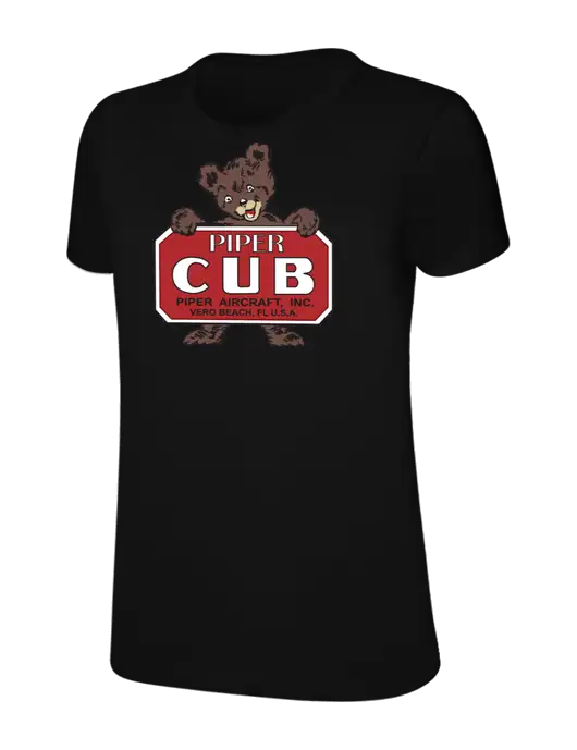 Womens Ring Spun Jet Black 4.5 oz T-Shirt w/Piper Cub Logo