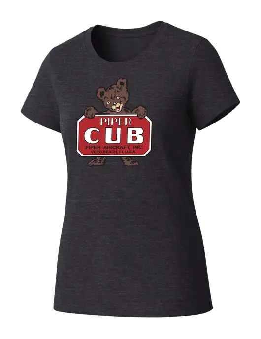 Womens Seriously Soft Heathered Charcoal T-Shirt w/Piper Cub Logo