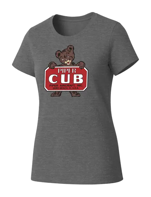 Womens Seriously Soft Grey Frost T-Shirt w/Piper Cub Logo