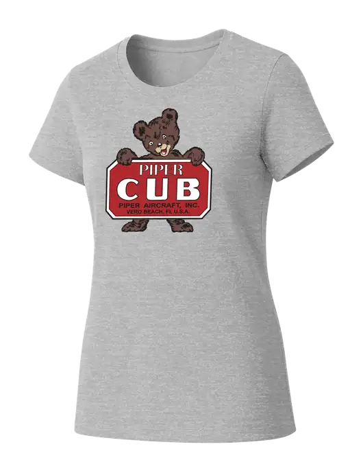 Womens Seriously Soft Light Heathered Grey T-Shirt w/Piper Cub Logo